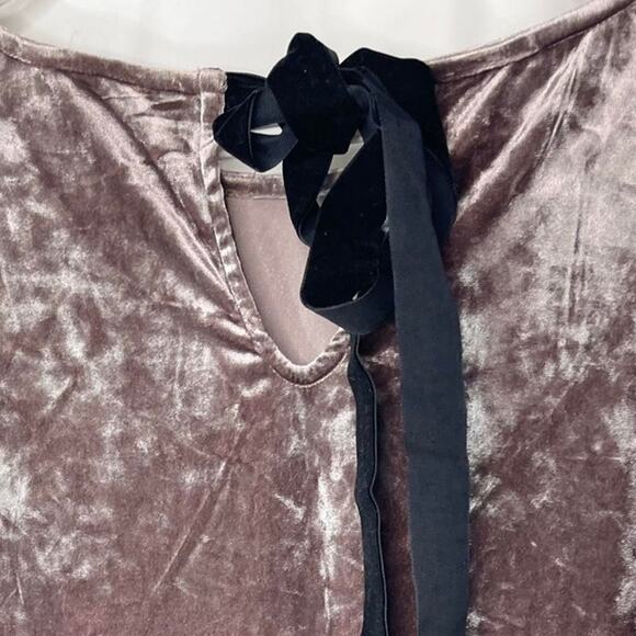 Anthropologie Pleione shirt blouse top crushed velvet purple w black tie XL - Picture 4 of 12